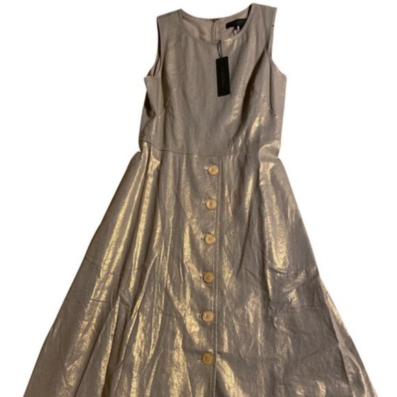 Donna Karan Tan Gold Summer Cools A-line Sleeveless Work/Office Dress sz 4 NWT - Picture 3 of 9